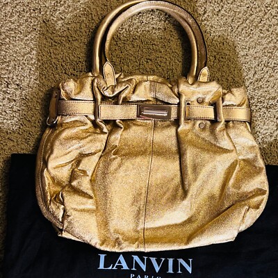 LANVIN PARIS GOLD METALLIC LEATHER TOTE BAG