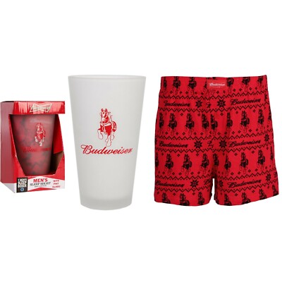 Budweiser Pint Glass + Sleep Short Gift Set - Adult Small