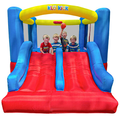 Indoor Outdoor Inflatable Bounce House with Blower Slide for 3-10 yr Kids Play 