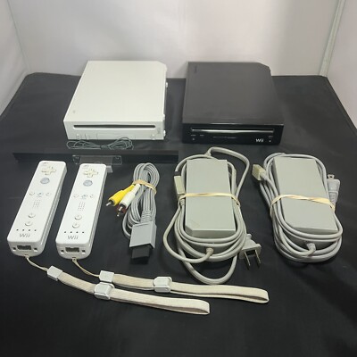 2x Nintendo Wii Consoles, WHITE(RVL-001 Gamecube) Black(RVL-101) TESTED WORKING!