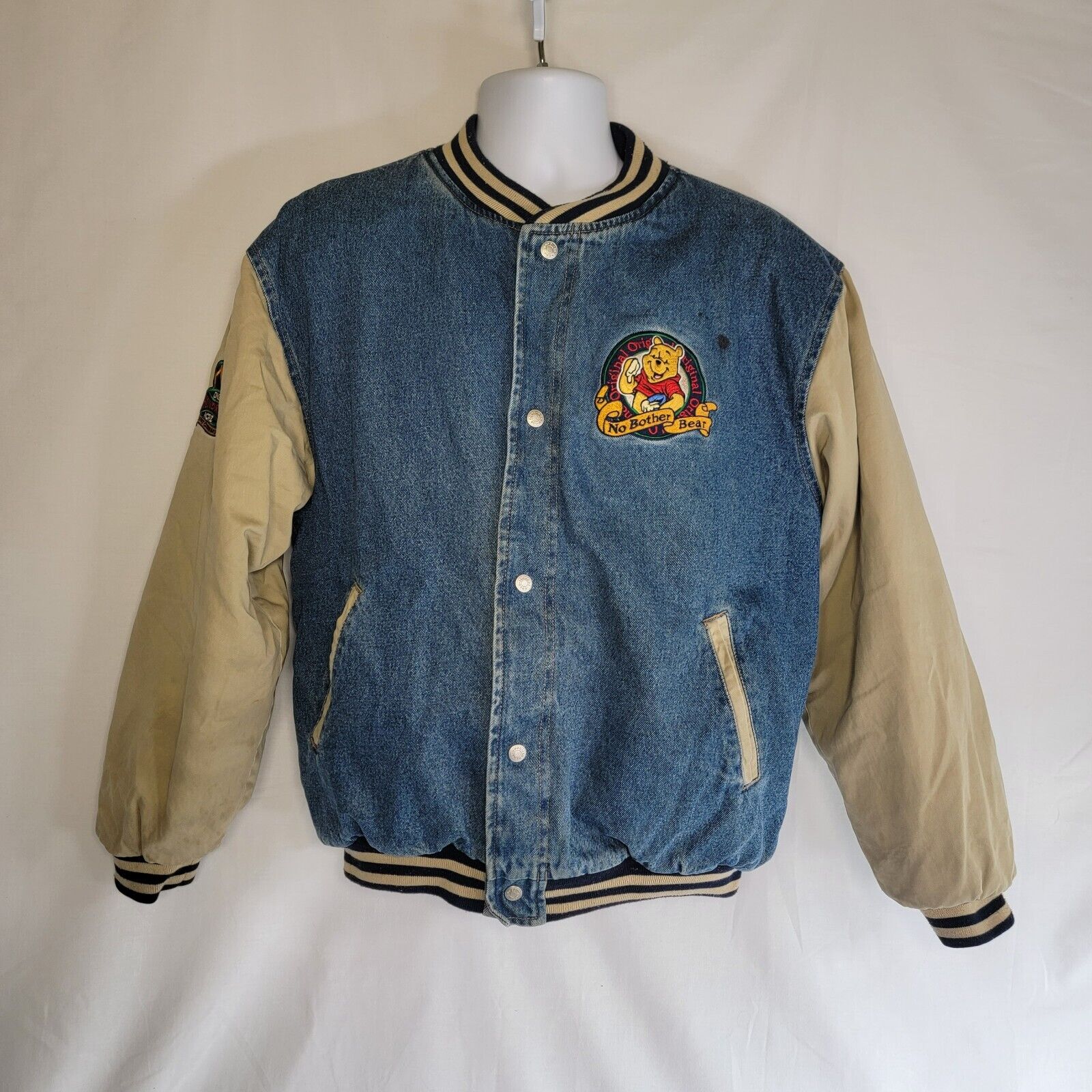 Vintage Disney Embroidered Winnie The Pooh Denim Varsity Vintage Disney Embroidered Winnie The Pooh Denim Varsity