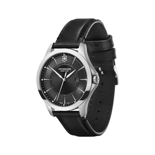 Pre-owned Victorinox Swiss Army Men's Watch Alliance Silver Tone Case Black Dial 241904