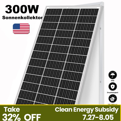 300W Watt Mono Solar Panel 12V Charging Off-Grid Battery Power RV Home Boat Camp