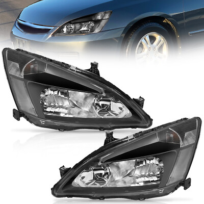 Headlights For 2003-2007 Honda Accord 2/4Dr Clear Corner HeadLamps LH+RH Pair