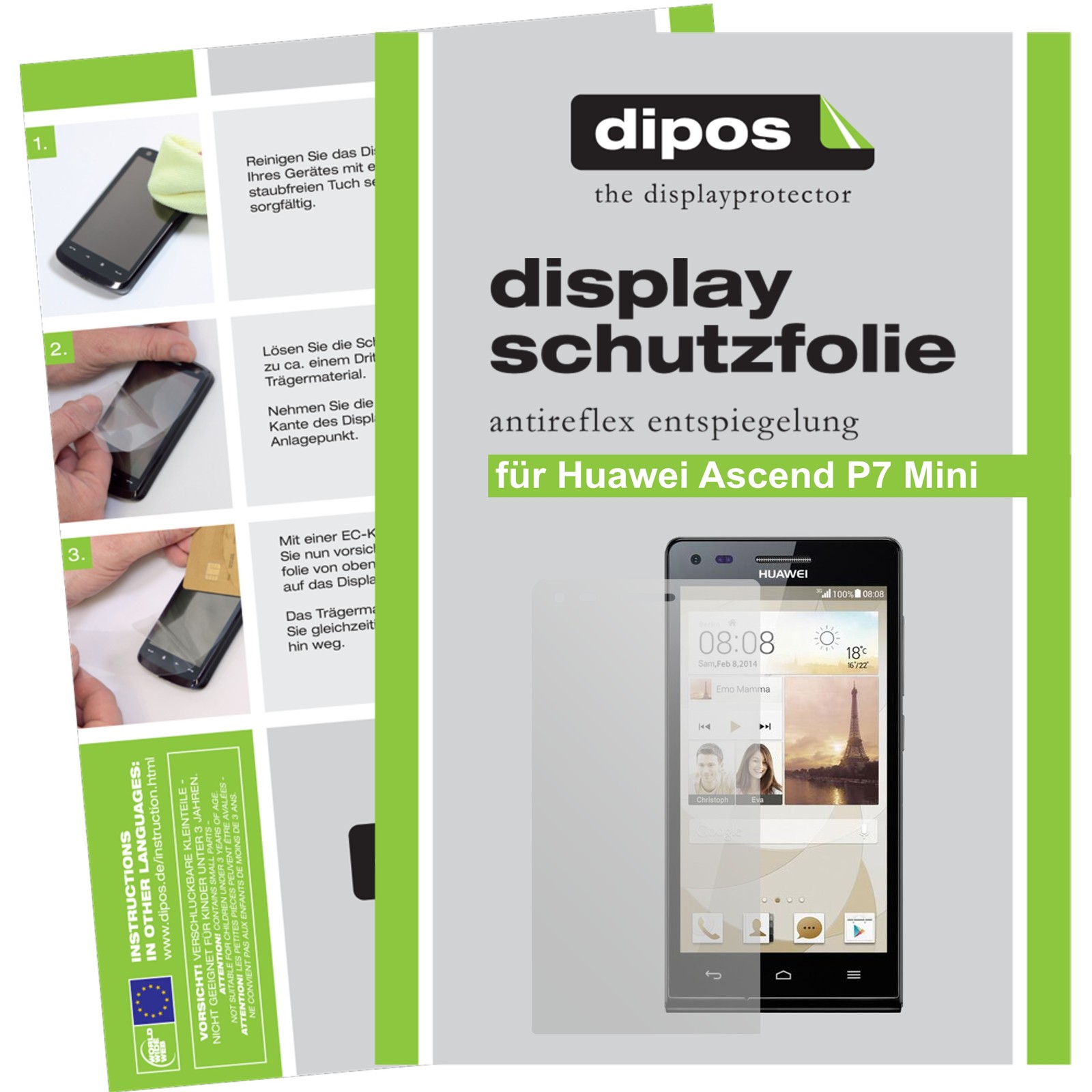 Dipos Schutzfolie Für Huawei Ascend P7 Mini – 2x Displayschutz Klar, Kratzfester Display-Schutz