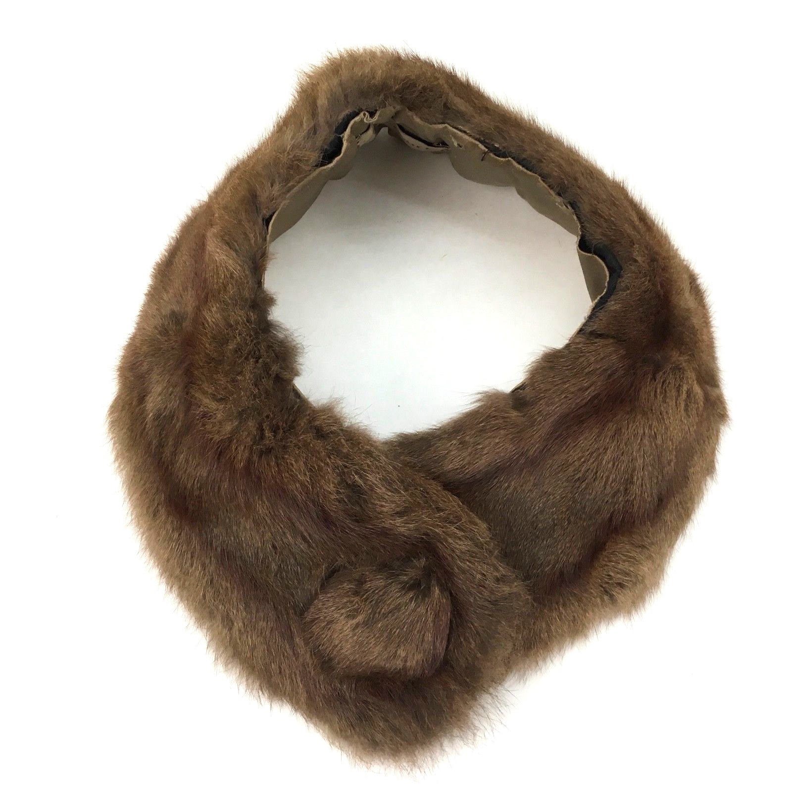 Beautiful Vintage Fur Collar With A Great Button Soft Brown Animal Fur 4