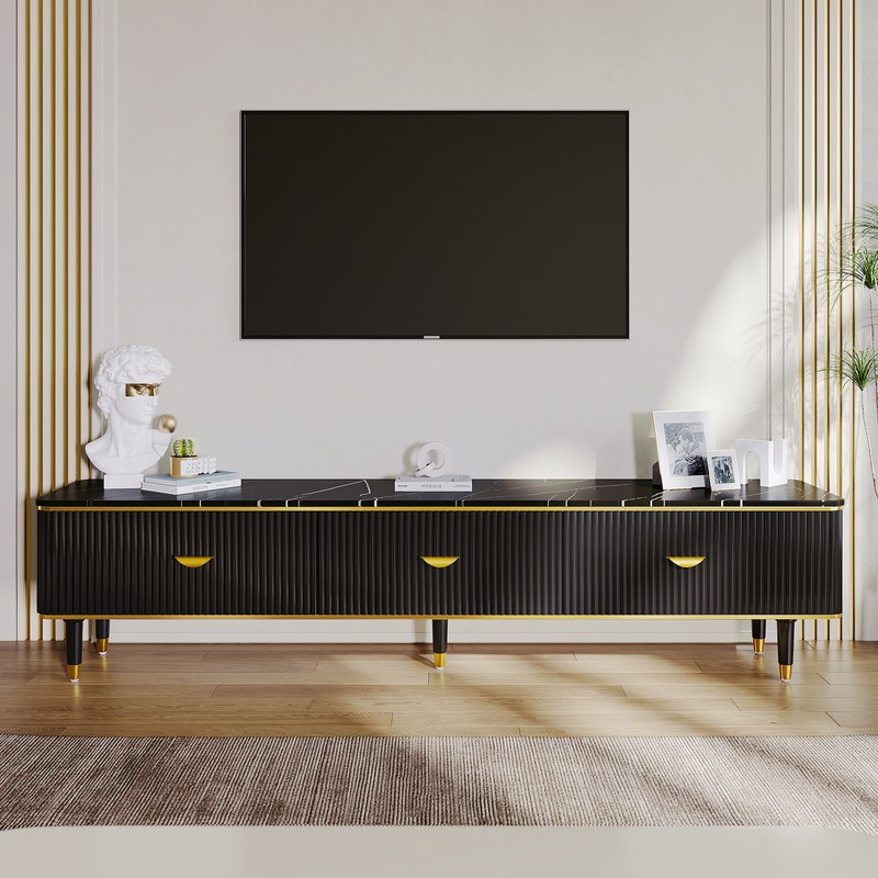 78" TV Stand Modern Entertainment Center Media Console Table with 3 Drawers