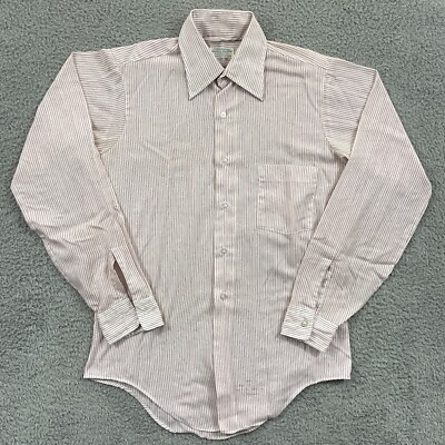 VTG Manhattan Dura Brite Torque Shirt Men s S Red Striped 60s Button Rockabilly