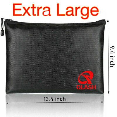 Large Fireproof Document Bag 13.4 x 9.4  Waterproof Money Bag A4 Document Holder
