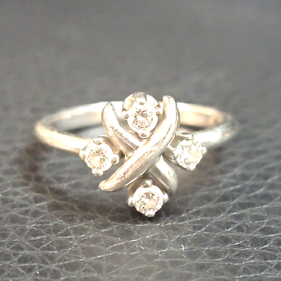Authentic TIFFANY CO. Schlumberger Platinum Diamond Lynn Ring 3538 Sz Five