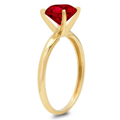 Pre-owned Pucci 3ct Round Designer Statement Bridal Classic Real Red Garnet Ring 14k Yellow Gold