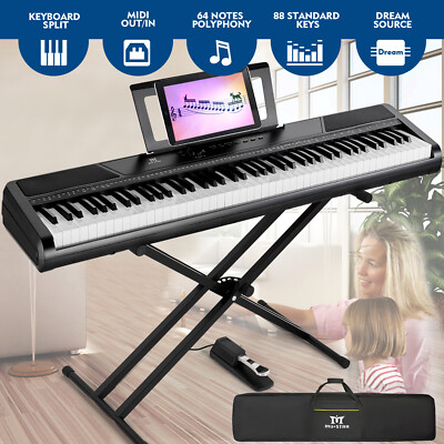 MUSTAR Full Size 88-Keys Semi-Weighted Digital Piano Keyboards w/Stand,Pedal,Bag