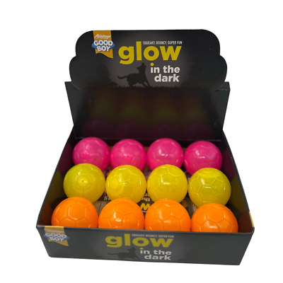 Good Boy Glow In The Dark Squeaky Ball Dog Toy Assorted Colours