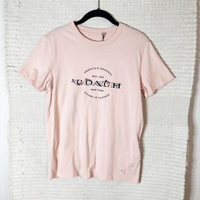 COACH light pink graphic logo crewneck short sleeve tee XS