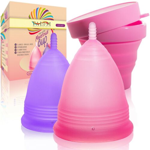 Talisi Menstrual Cup Set Large Small & Silicone Copa Period Sterilizer Feminine
