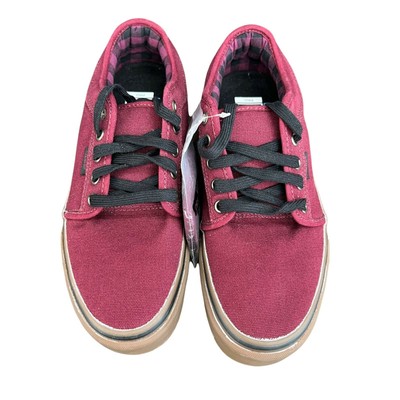 NEW Vans Sneakers Shoes Men Size 7 Red Maroon Checkered Inside Lace Up Cushion