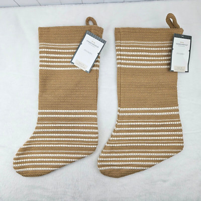 2 Threshold Studio McGee Tan White Striped Stockings Farmhouse 2021