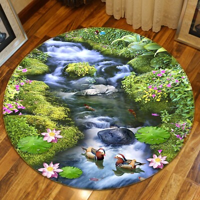3D Stream Mandarin Duck ZHUA2673 Game Non Slip Rug Mat Photo Carpet Amy