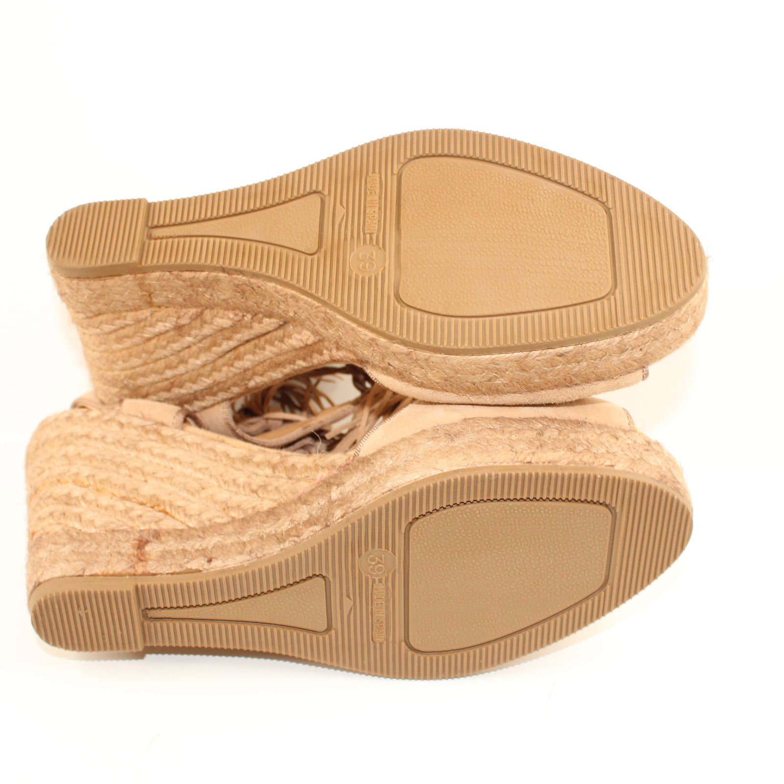 Kanna KV7140 Women's Size 10 M Ante Taupe Suede Wedge Lace Up Peep Toe Sandals - Picture 6 of 6