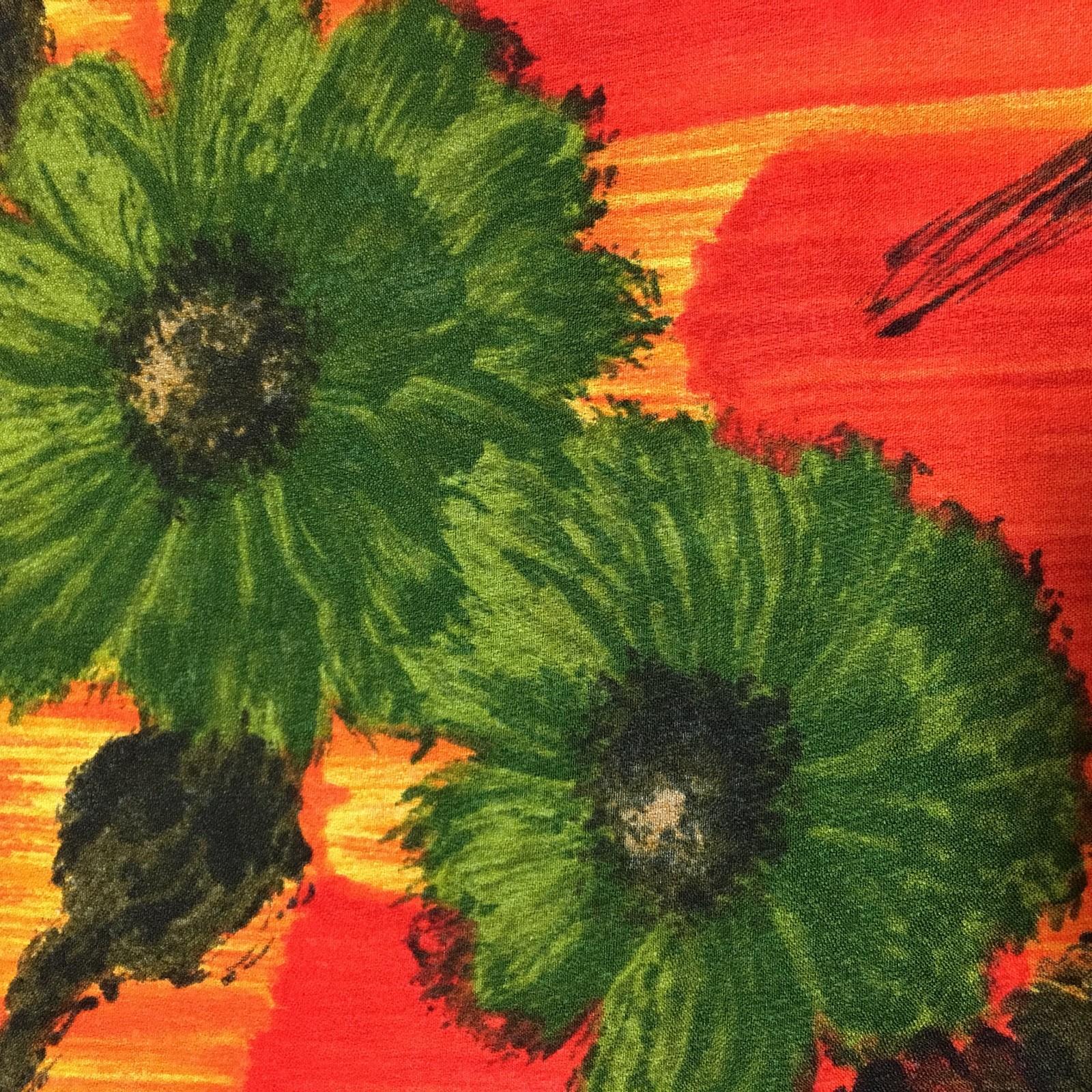 Bright Tropical Fabric Orange Yellow Green Print 3 YDS 46