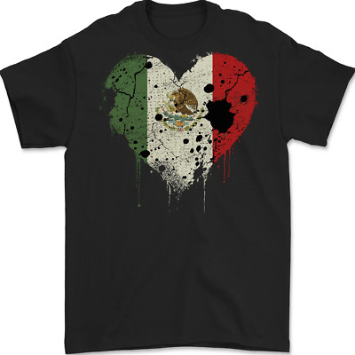 Love Mexico Flag Mexican Day Football Mens T-Shirt 100% Cotton