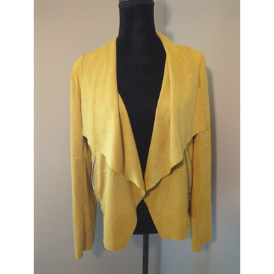 Bagatelle jacket yellow poly blend open drape front top