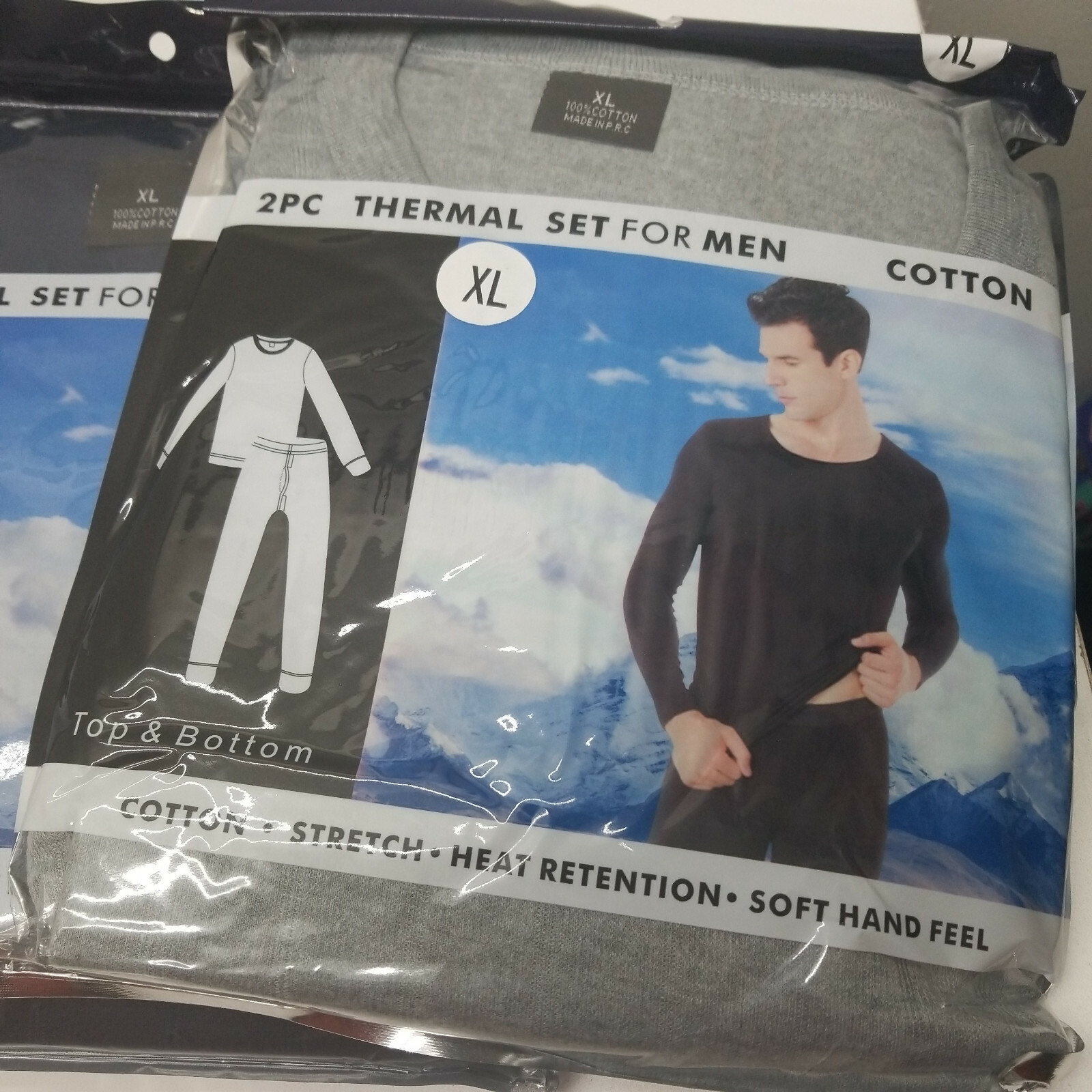 Mens 2pc Underwear Thermal Set 100% Cotton Long Johns Top Bottom Winter Warm