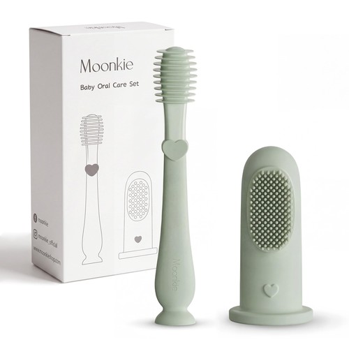 Moonkie Baby Finger Toothbrush Tongue Oral 1 Count (Pack of 2), Large (Mint)
