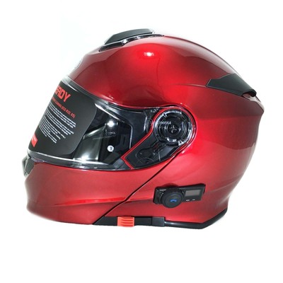 VCAN V271 Blinc5 Bluetooth Motorradhelm Modular Klapphelm Tourenhelm, Burgundy