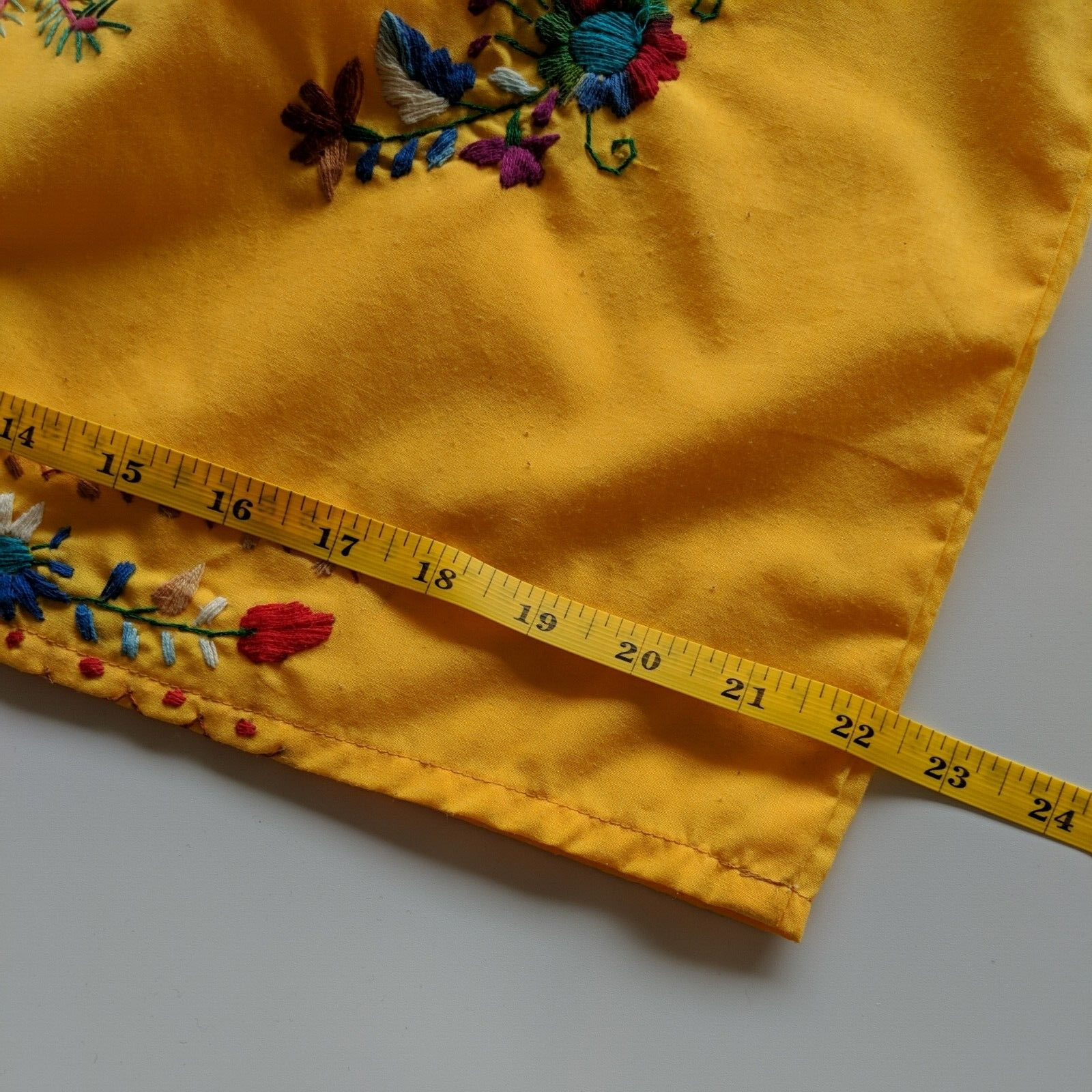 Mexican Embroidered Floral Dress Handmade Women's Size 36 Peasant Tunic Blouse