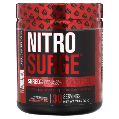 Nitro Surge, Термогенный предтренировочный комплекс Shred, арбуз, 7,09 унции (201 г)