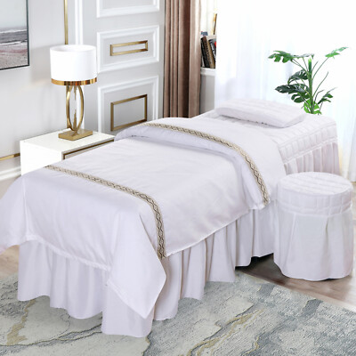 SPA Massage Table Skirt Quilted Beauty Bed Cover Valance Sheet with Pollow Cover