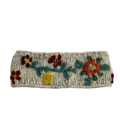 Everest Fashion Girls OS Wool Floral Knitted Headband Winter Made In Nepal