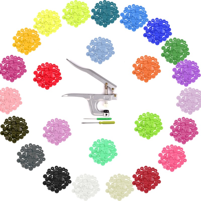 350 Set T5 SNAPS Druckknopf Zange Druckknöpfe 25 Farben SNAP nähen Buttons