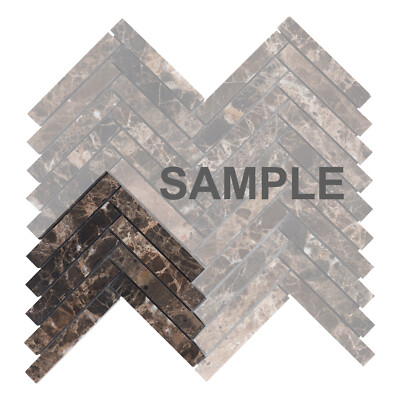 Brown Emperador Dark Marble Stone Herringbone Mosaic Tile Kitchen Backsplash