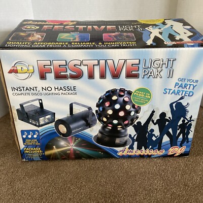 ADJ FESTIVE LIGHT PAK 2 Disco Ball, Mini Strobe, Multi-flower 2 Sound...