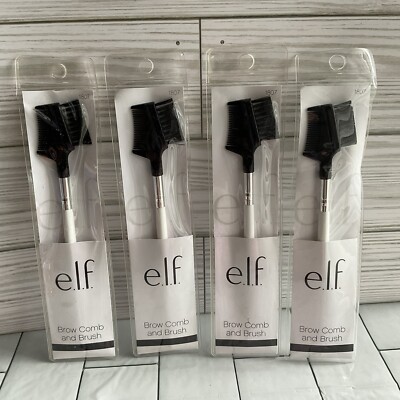 (Pack of 4) e.l.f. Brow Comb and Brush, 1807, Make Up ELF Brush for Eyebrow