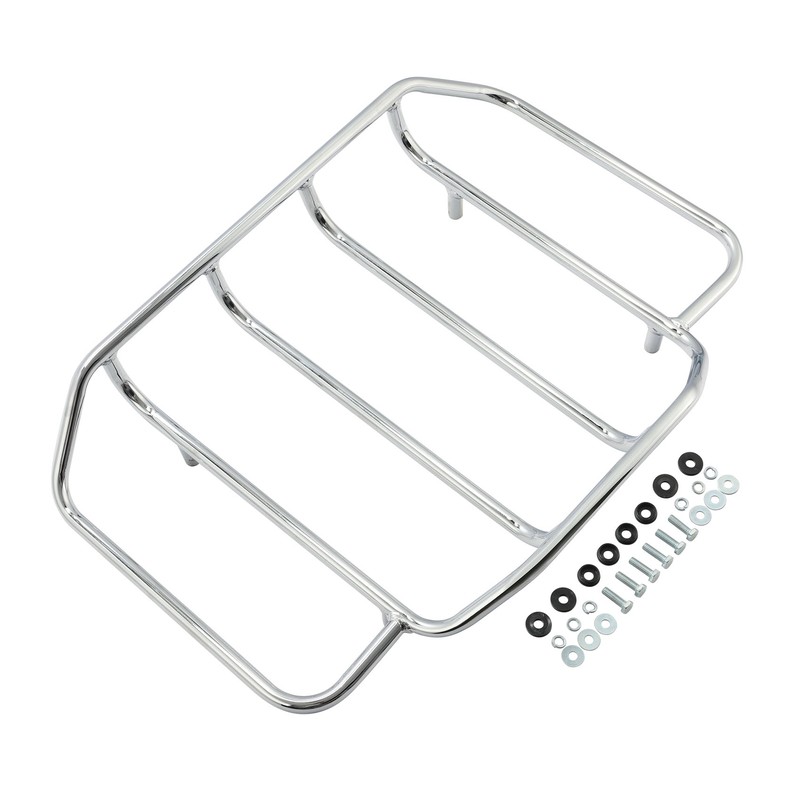 Chrome Trunk Luggage Top Rack Fit For Harley Tour Pak Touring Road Street Glide