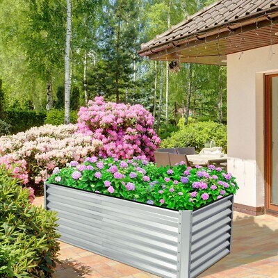 Galvanized Steel Raised Garden Bed Kit Extra Height Elevated Planter Box Steel