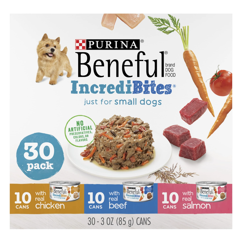 Purina  Increditbites Small Wet Dog Food Soft Chicken, Beef & Salmon, 3