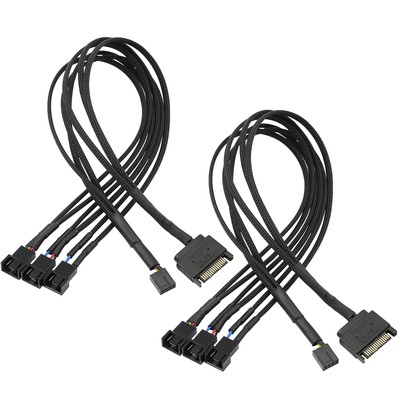 SATA to 3 Pin 4 Pin PWM Fan Adapter Splitter Hub for 12V Desktop Computer Coo...