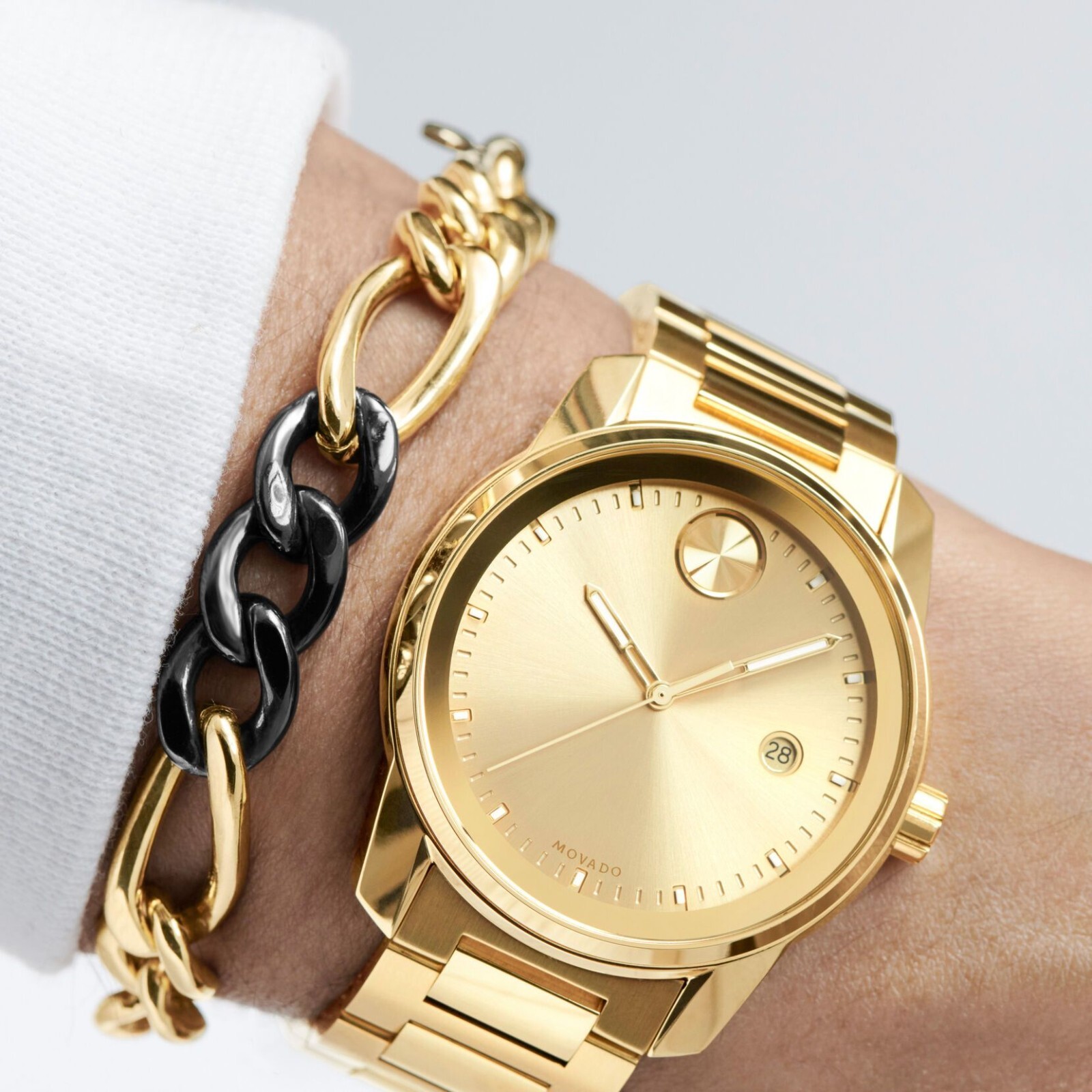 Pre-owned Movado Bold Verso Gold Ion-plated Bracelet Watch 42mm 3600861