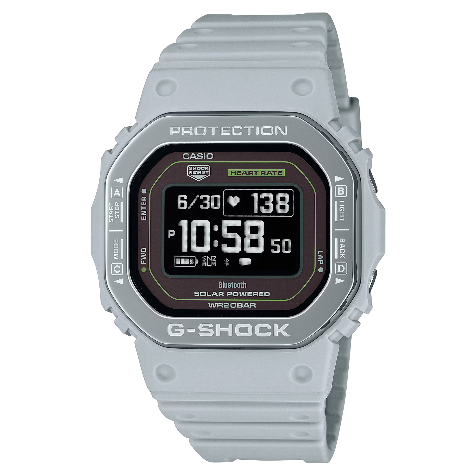 Pre-owned Casio G-shock Laser Etched Metal Light Gray Watch Dw-h5600mb-8a9