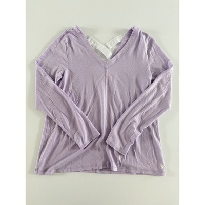 Lilly Pulitzer Womens V-Neck Long Sleeve Top Lilac Purple Strappy Back Size M