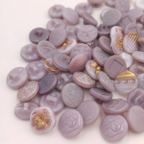 Mixed Lot of 100+ Purple Lavender Vintage Glass Buttons