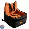CABZOON Dog Car Seat for Small/Medium Dogs Up to 35lbs,Elevated Cushion Fits in Front/Back Seat,Travel Safety Per Car Bed with Washable Removable Cover, Storage 2 Pockets Black-Orange