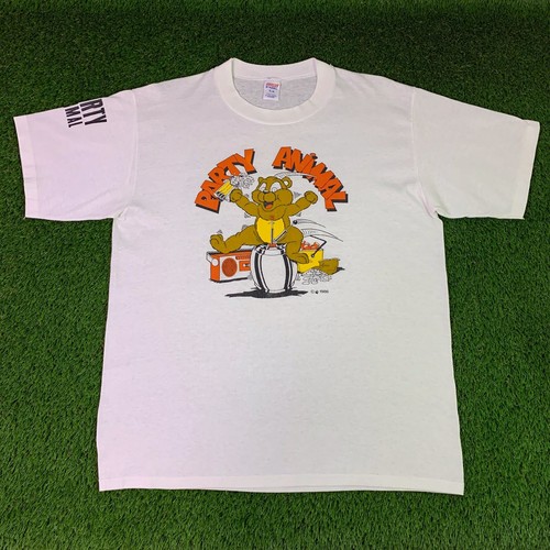 Vintage 80s Party Animal Bear Beer Rare T Shirt Size Large