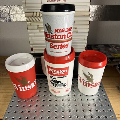 Vintage 1980-90 s Nascar Winston Racing Series 32oz+ Plastic Mugs Set Of 4