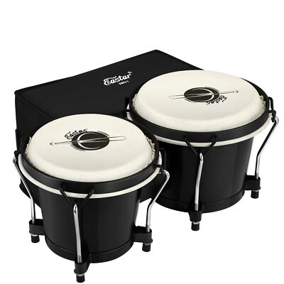 Eastar 6'' and 7'' Bongo Drum Set Black Wood Percussion Instrument Bongos