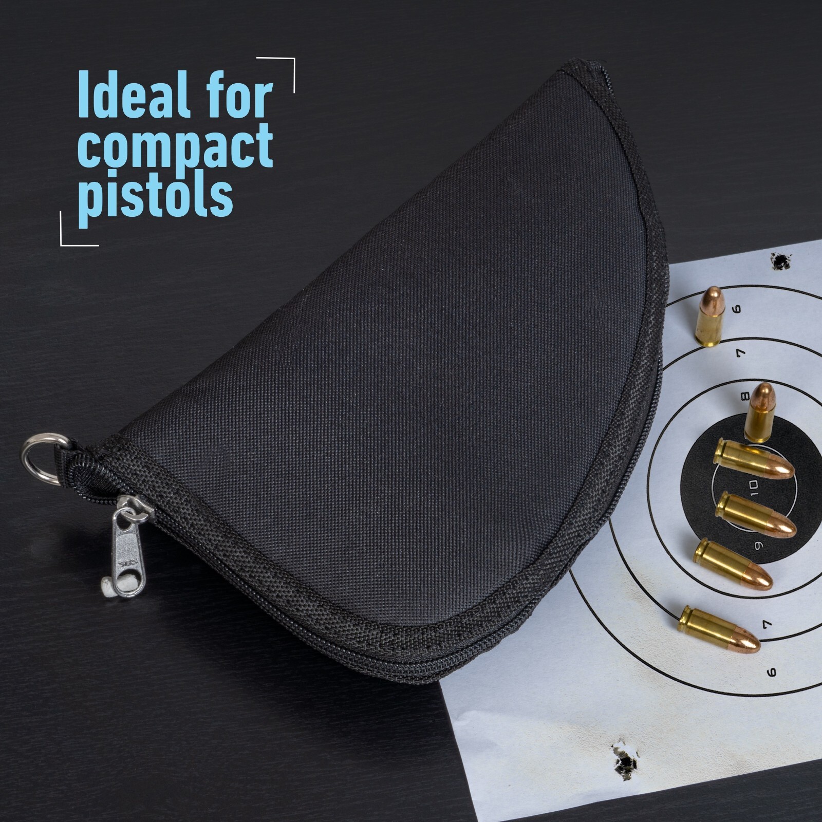 Black Soft Case Handgun Storage Rug, Range Pistol Protection Padded Carry Pouch